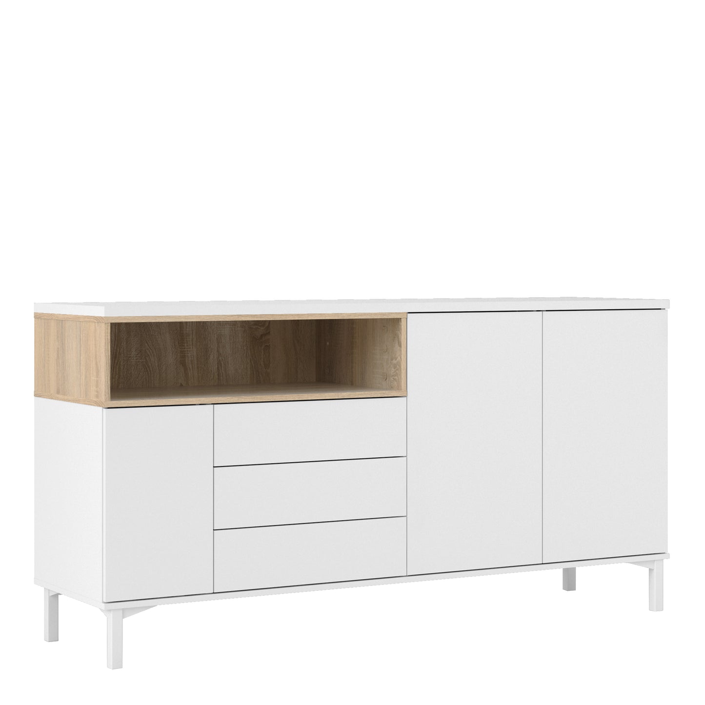 Roomers Sideboard 3 Drawers 3 Doors in White and Oak