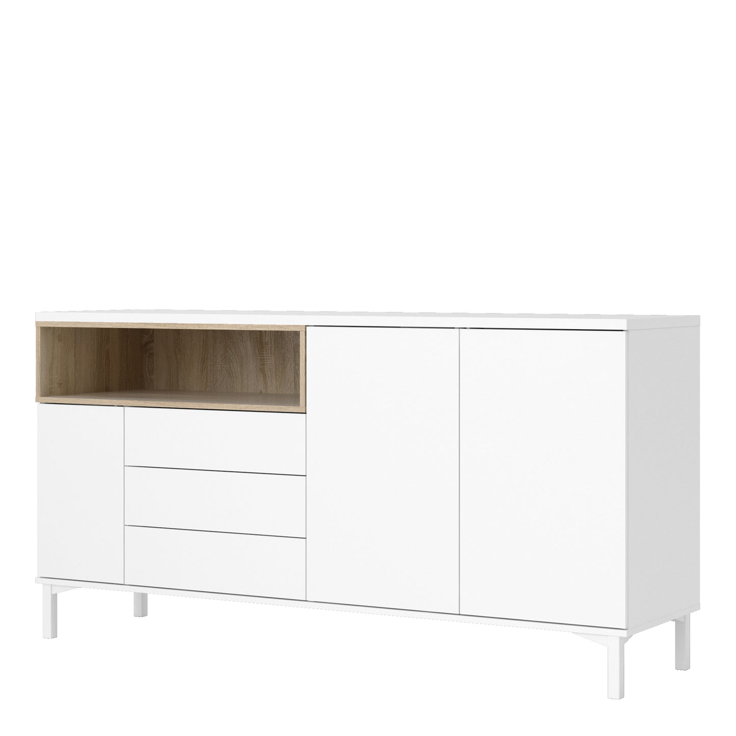 Roomers Sideboard 3 Drawers 3 Doors in White and Oak