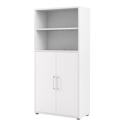 Prima Bookcase 3 Shelves with 2 Doors in White