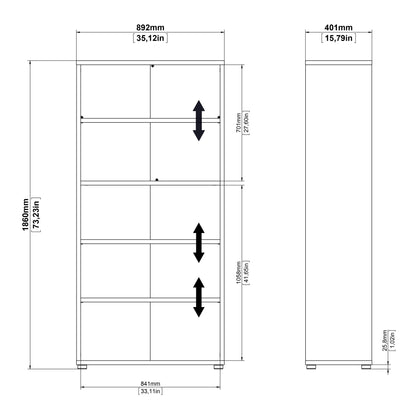 Prima Bookcase 4 Shelves in Black Woodgrain