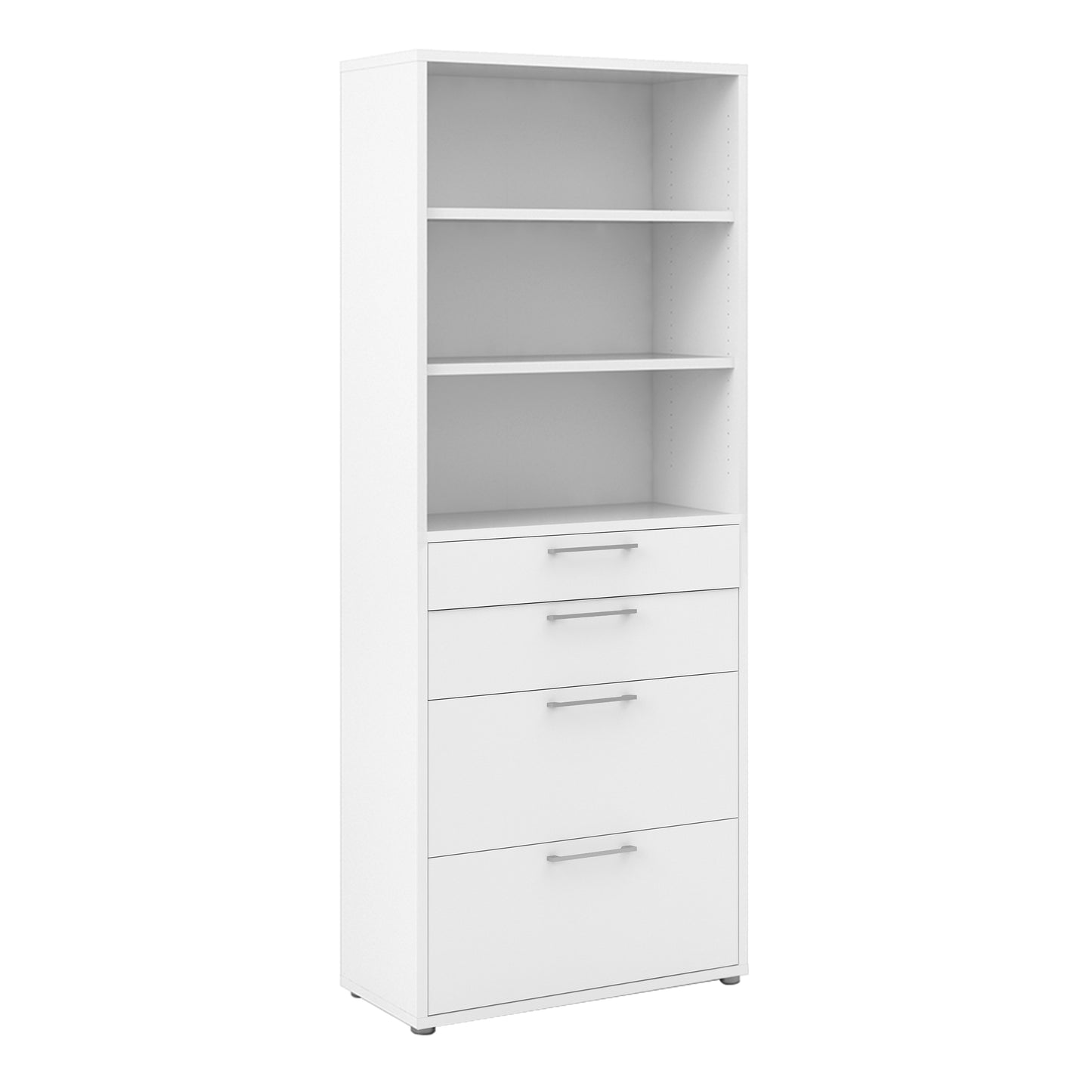 Prima Bookcase 2 Shelves with 2 Drawers 2 File Drawers in White