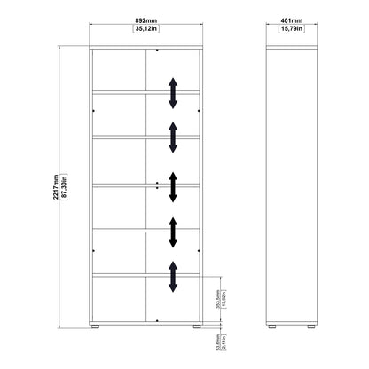 Prima Bookcase 2 Shelves with 2 Drawers 2 File Drawers in White