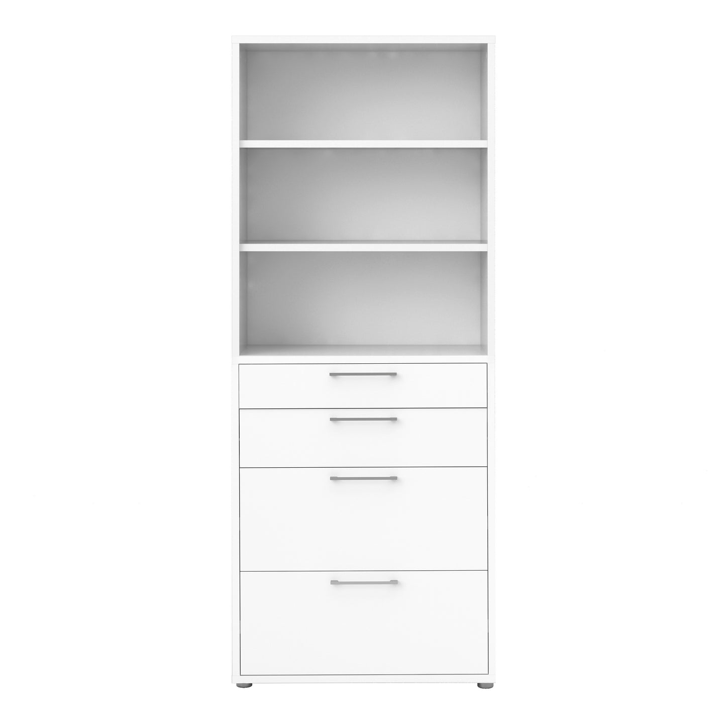 Prima Bookcase 2 Shelves with 2 Drawers 2 File Drawers in White