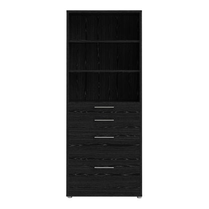 Prima Bookcase 2 Shelves With 2 Drawers 2 File Drawers In Black Woodgrain