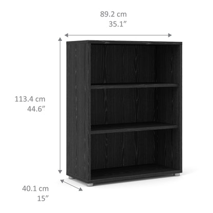 Prima Bookcase 2 Shelves in Black Woodgrain