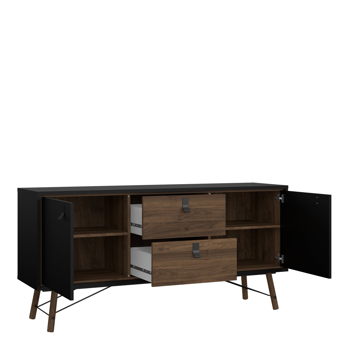 Ry Sideboard 2 Doors 2 Drawers in Matt Black Walnut