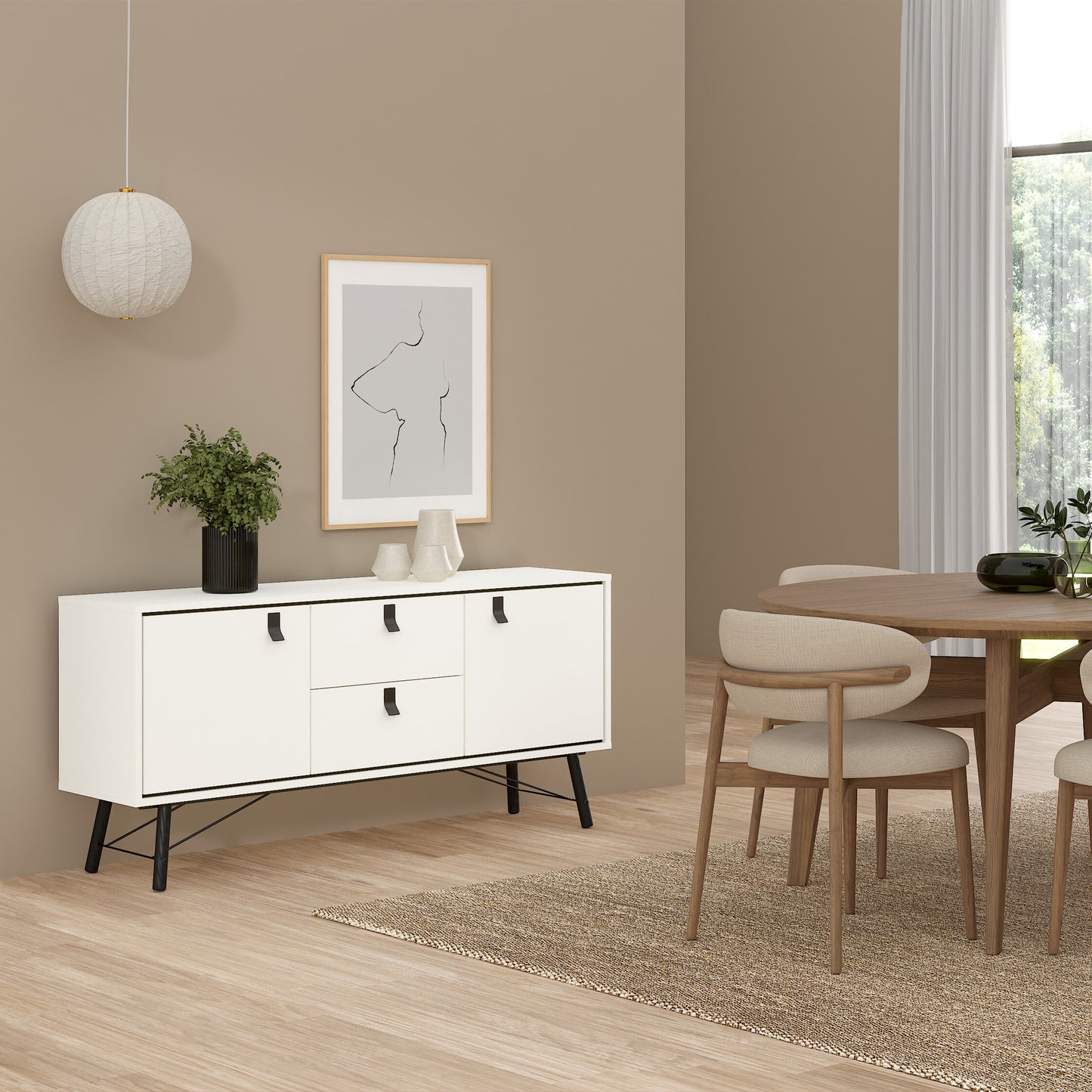 Ry Sideboard 2 Doors 2 Drawers in Matt White