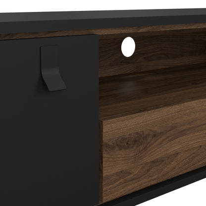 Ry TV Unit 1 Door 1 Drawer in Matt Black Walnut