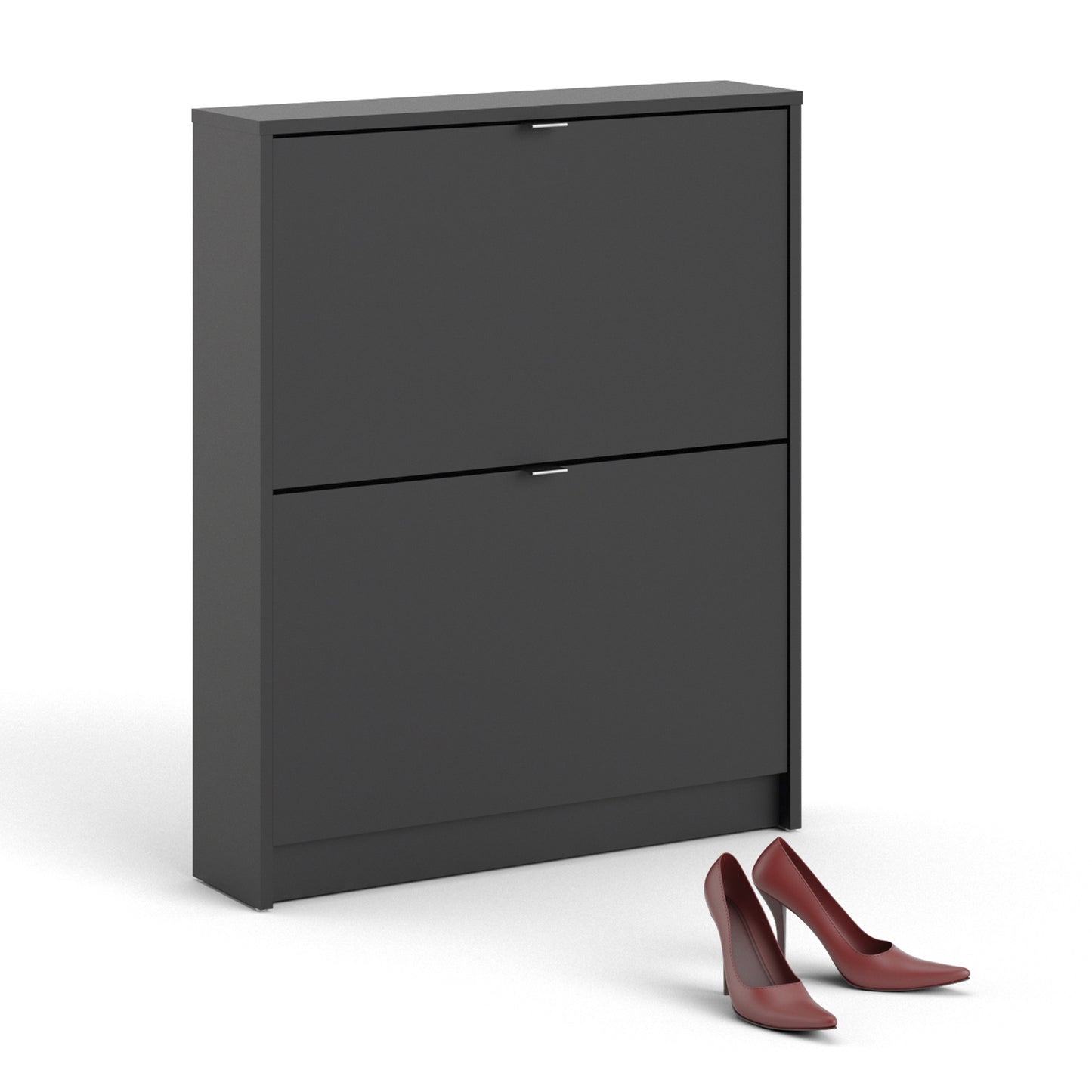 Shoes Shoe Cabinet 2 Flip Down Doors and 1 layer in Matt Black