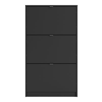 Shoes Shoe Cabinet 3 Flip Down Doors and 1 layer in Matt Black