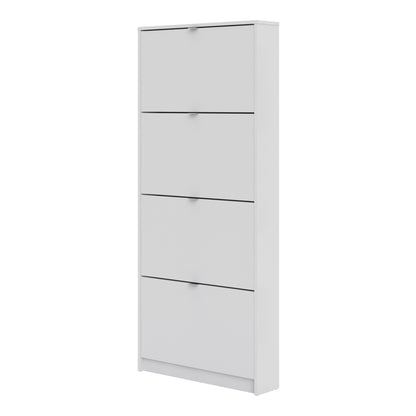 Shoes Shoe Cabinet 4 Flip Down Doors and 1 layer in White