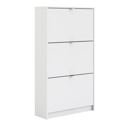 Shoes Shoe Cabinet 3 Flip Down Doors and 2 layers in White