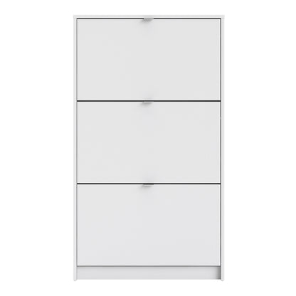 Shoes Shoe Cabinet 3 Flip Down Doors and 2 layers in White