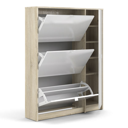 Shoes Shoe Cabinet 3 Flip Down Doors and 2 layers 1 Door Oak structure