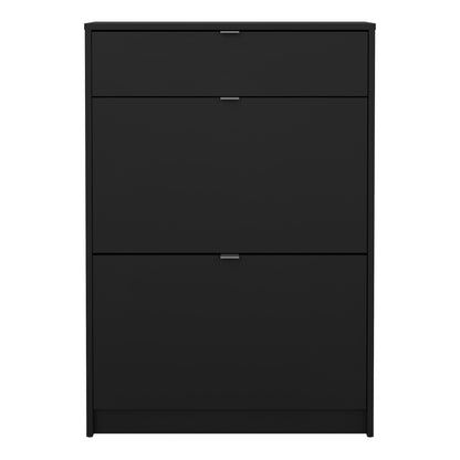 Shoes Shoe Cabinet 2 Flip Down Doors + 1 Drawer in Matt Black