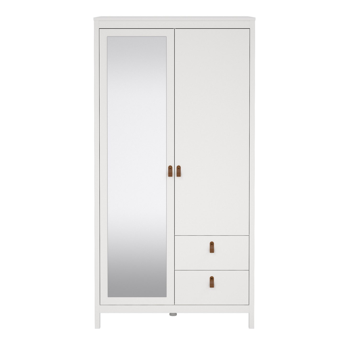 Barcelona Wardrobe with 1 Door 1 Mirror Door 2 Drawers in White