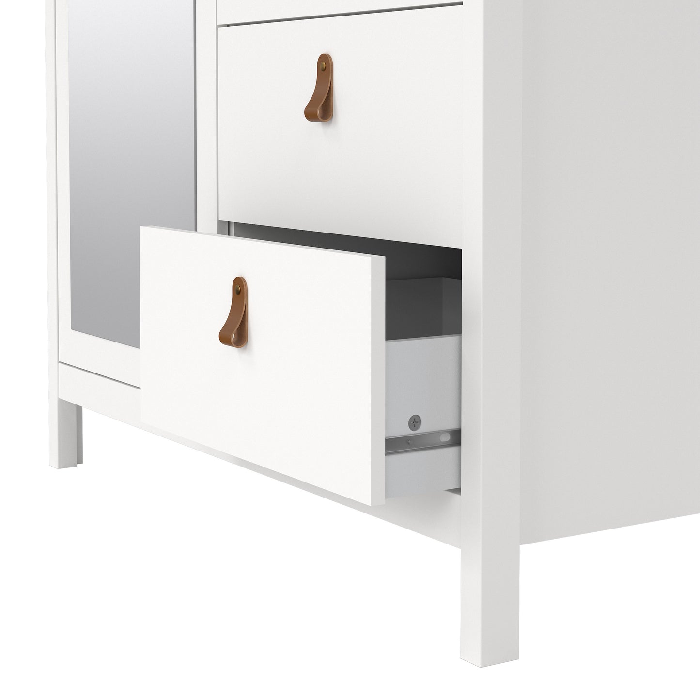 Barcelona Wardrobe with 1 Door 1 Mirror Door 2 Drawers in White