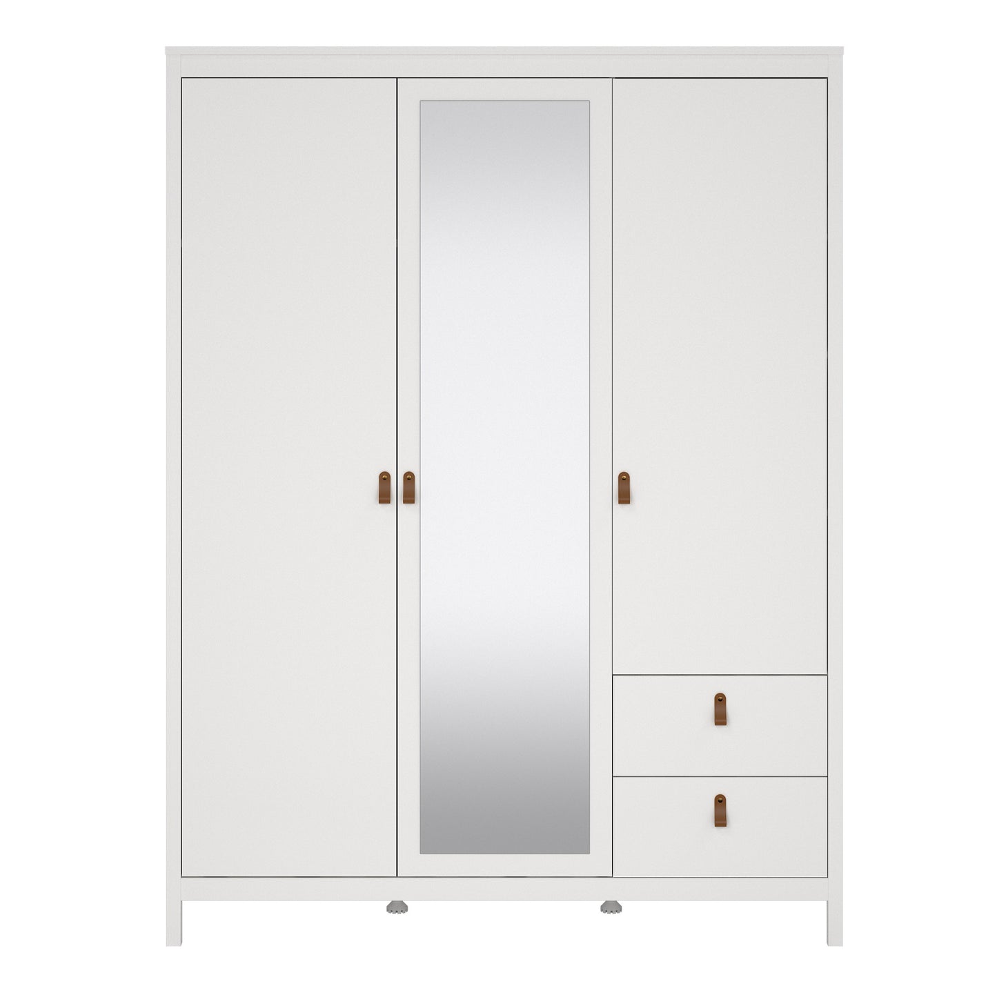 Barcelona Wardrobe with 2 Doors 1 Mirror Door 2 Drawers in White