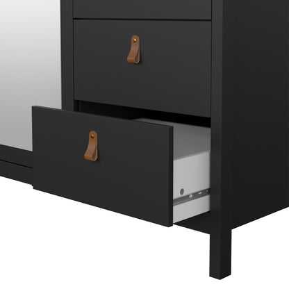 Barcelona Wardrobe with 2 Doors 1 Mirror Door 2 Drawers in Matt Black