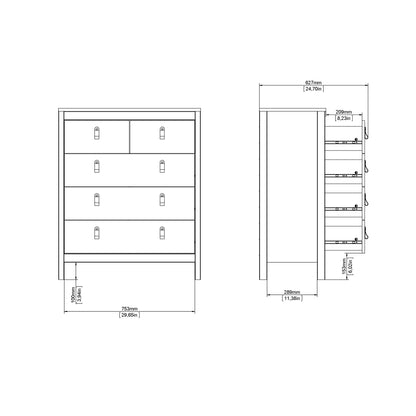 Barcelona Chest 3+2 Drawers in Jackson Hickory Oak