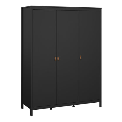 Barcelona Wardrobe with 3 Doors in Matt Black