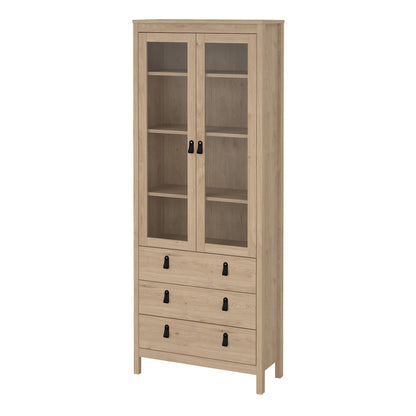 Barcelona China Cabinet 2 Doors with Glass + 3 Drawers in Jackson Hickory Oak