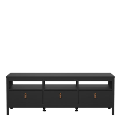 Barcelona TV Unit 3 Drawers in Matt Black