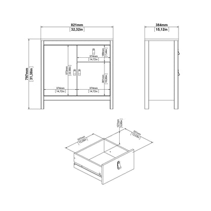 Barcelona Sideboard 2 Doors 1 Drawer in White