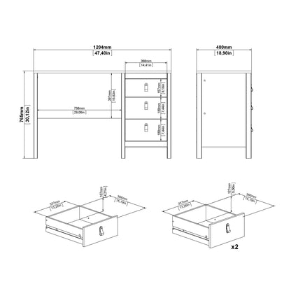 Barcelona Desk 3 Drawers in Matt Black