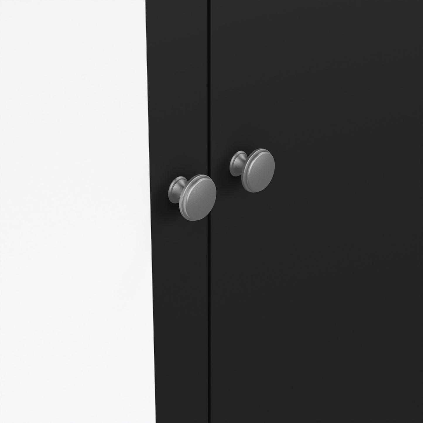 Madrid Wardrobe with 1 Door 1 Mirror Door 2 Drawers Matt Black