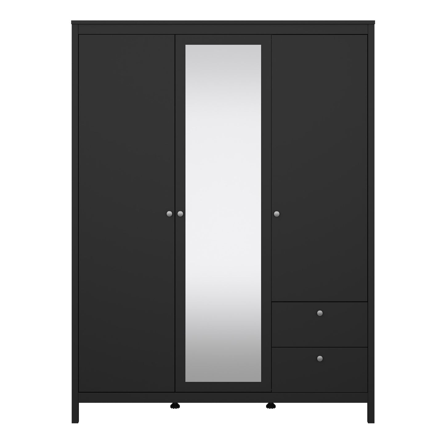 Madrid  Wardrobe with 2 Doors 1 Mirror Door 2 Drawers Matt Black