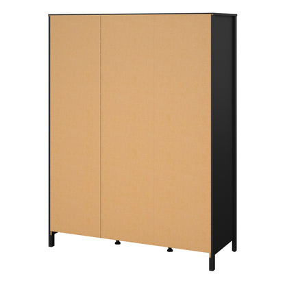 Madrid  Wardrobe with 2 Doors 1 Mirror Door 2 Drawers Matt Black