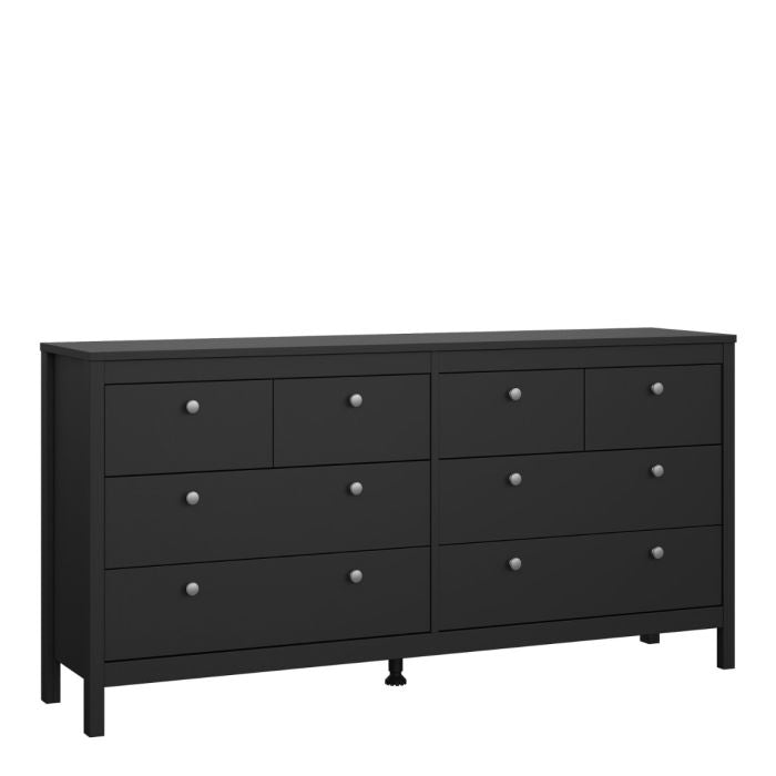 Madrid Double Dresser 4+4 Drawers in Matt Black