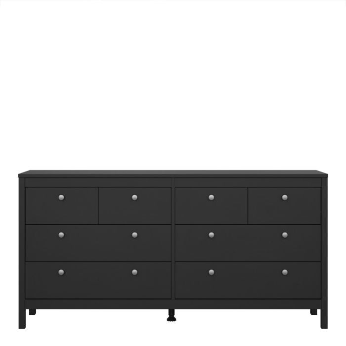 Madrid Double Dresser 4+4 Drawers in Matt Black