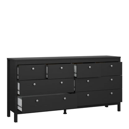 Madrid Double Dresser 4+4 Drawers in Matt Black