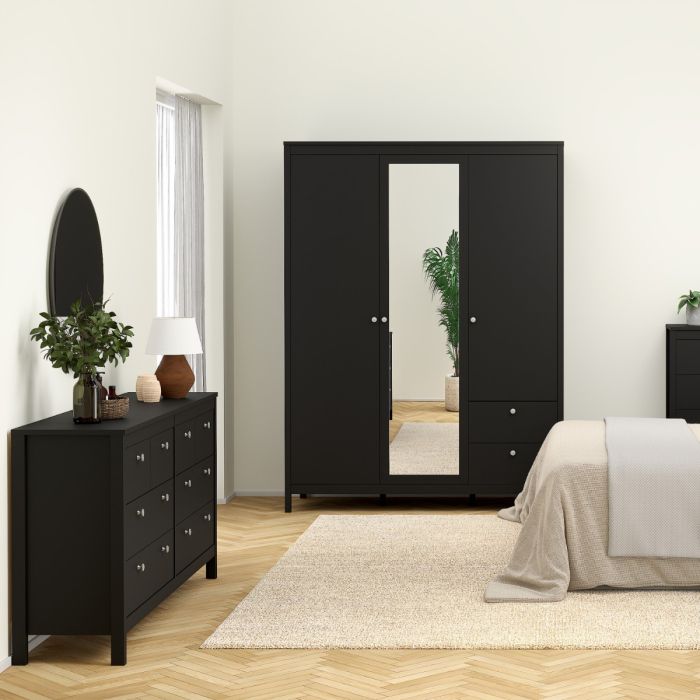 Madrid Double Dresser 4+4 Drawers in Matt Black