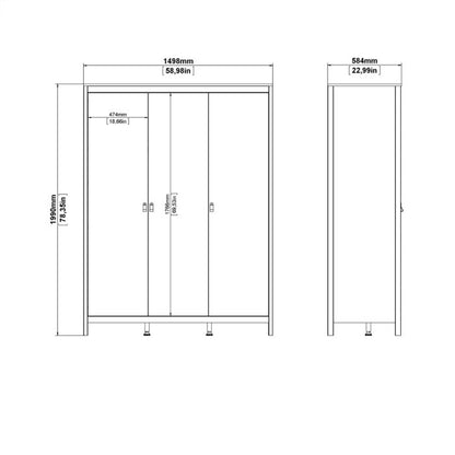 Madrid Wardrobe with 3 Doors in White