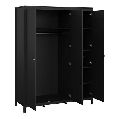 Madrid Wardrobe with 3 Doors in Matt Black