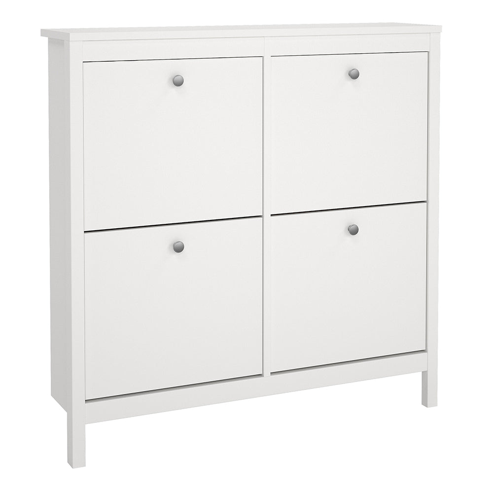 Madrid Shoe Cabinet 4 Flip Down Doors in White