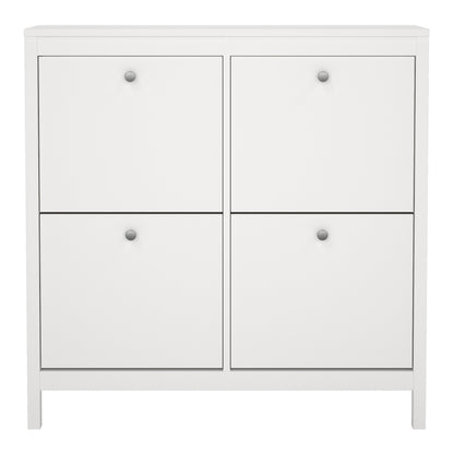 Madrid Shoe Cabinet 4 Flip Down Doors in White