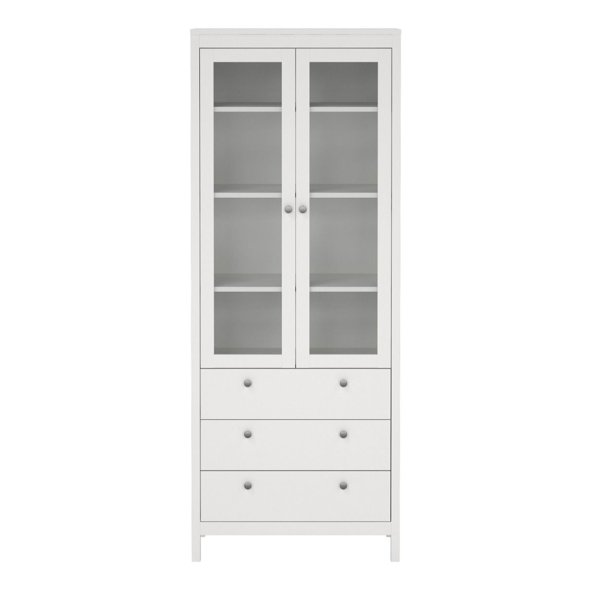 Madrid China Cabinet 2 Glass Doors with 3 Drawers in White