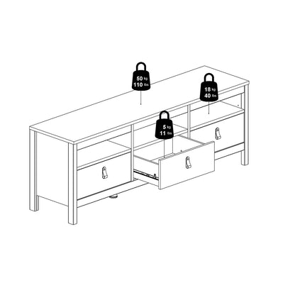 Madrid TV Unit 3 Drawers in White