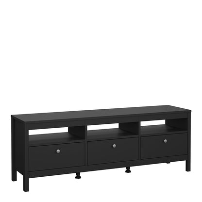 Madrid TV Unit 3 Drawers in Matt Black