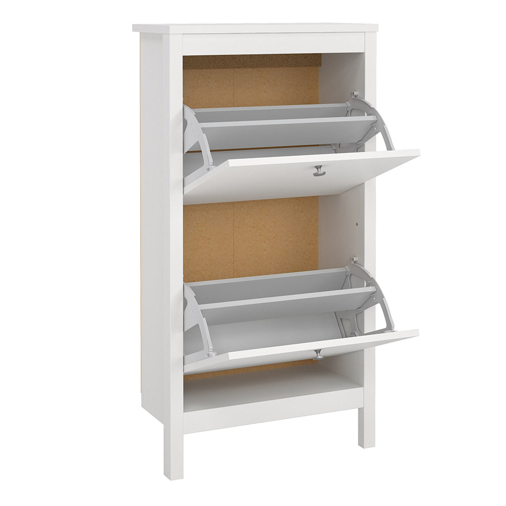 Madrid Shoe Cabinet 2 Flip Down Doors White