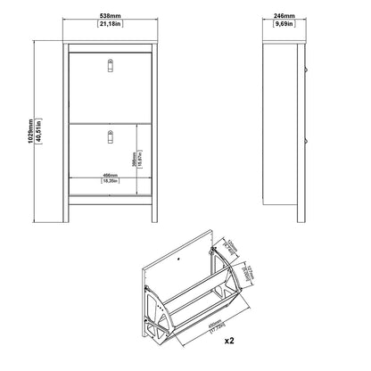 Madrid Shoe Cabinet 2 Flip Down Doors White