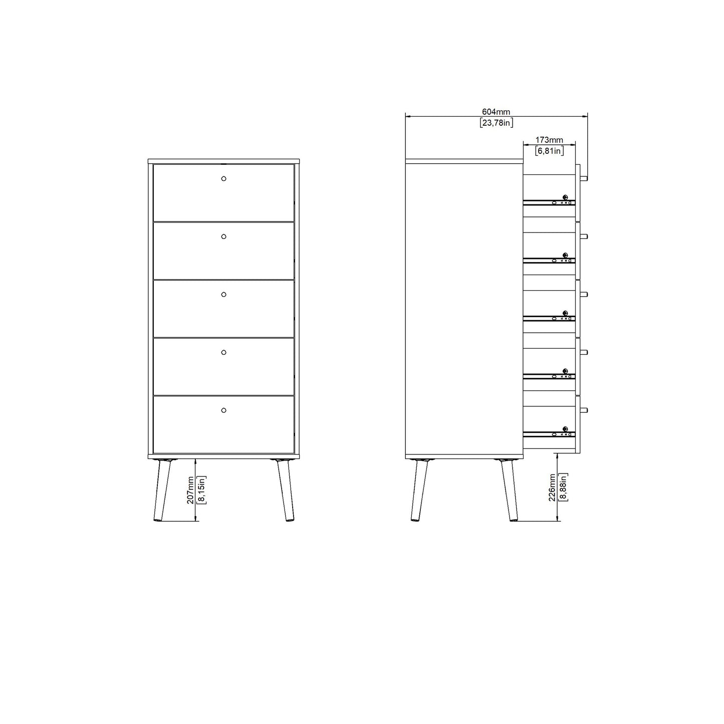 Cumbria Chest 5 Drawers White