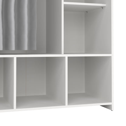 Uppsala Open Wardrobe Unit in White with a Grey Textile Curtain