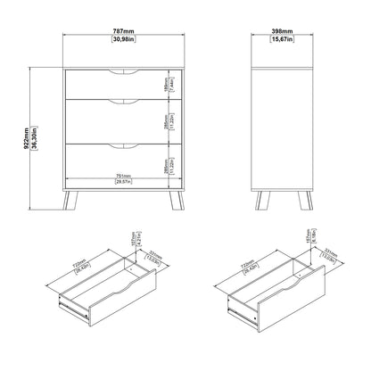 Ikast Chest 3 Drawers in Jackson Hickory and White