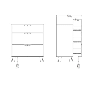 Ikast Chest 3 Drawers in Jackson Hickory and White