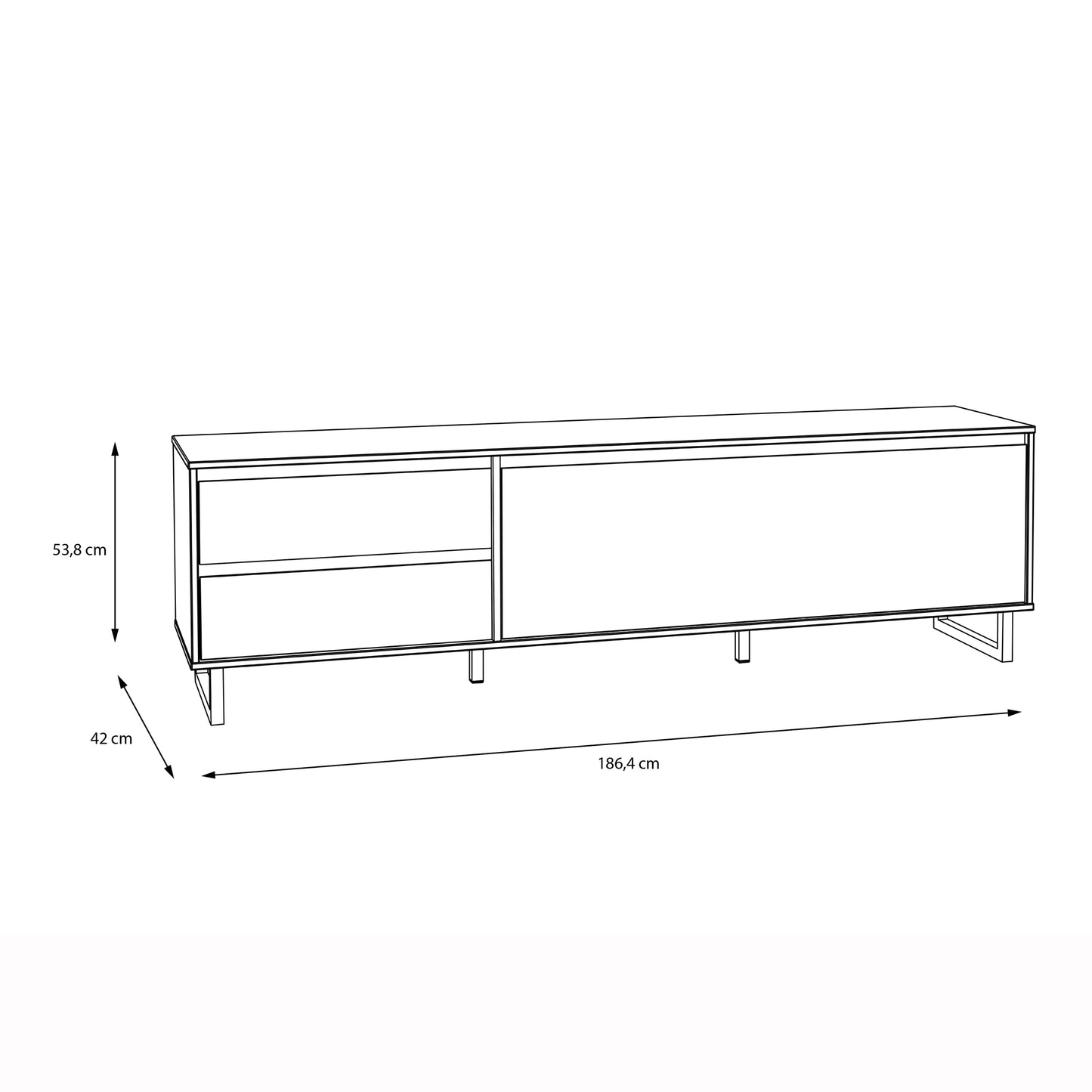 Nikomedes TV Unit  in Spica Oak/Matt Black/Bartex Oak